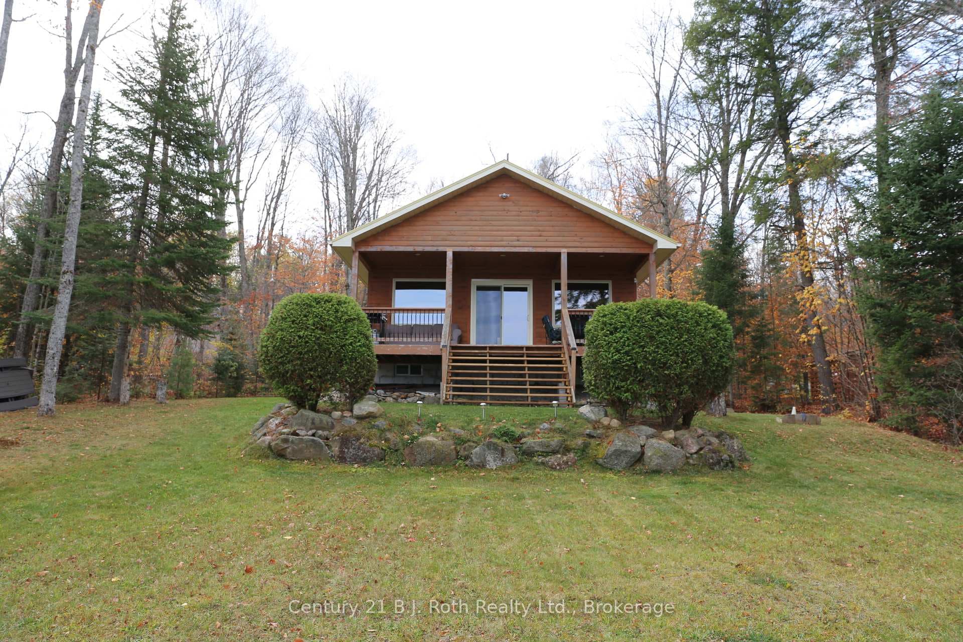 Lakeside view of cottage