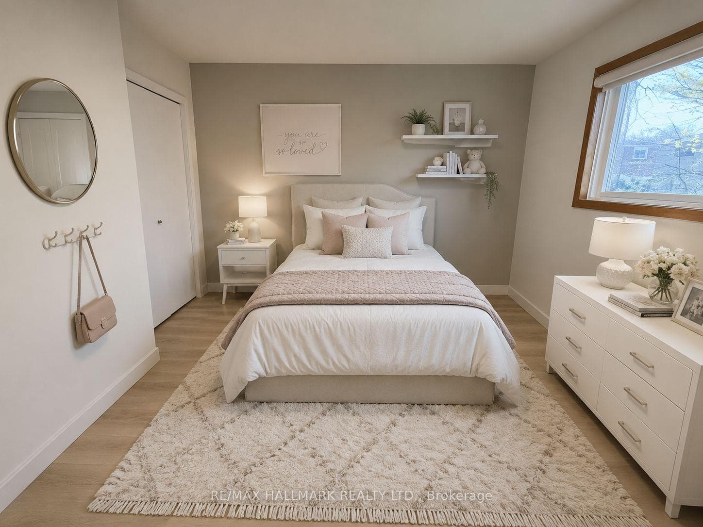 2nd bedroom Virtually staged overlooks backyard