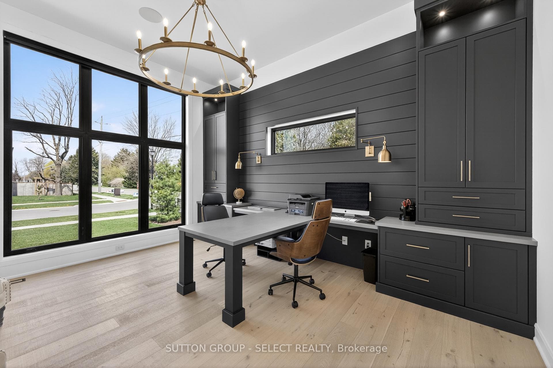 Built-in cabinetry in glass office