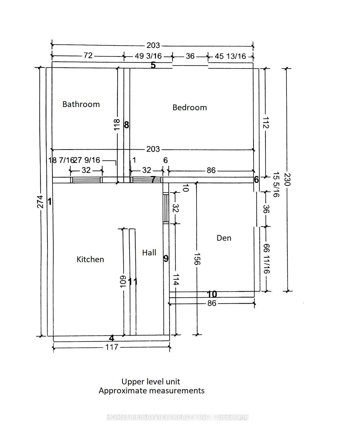 Upper level unit approx layout