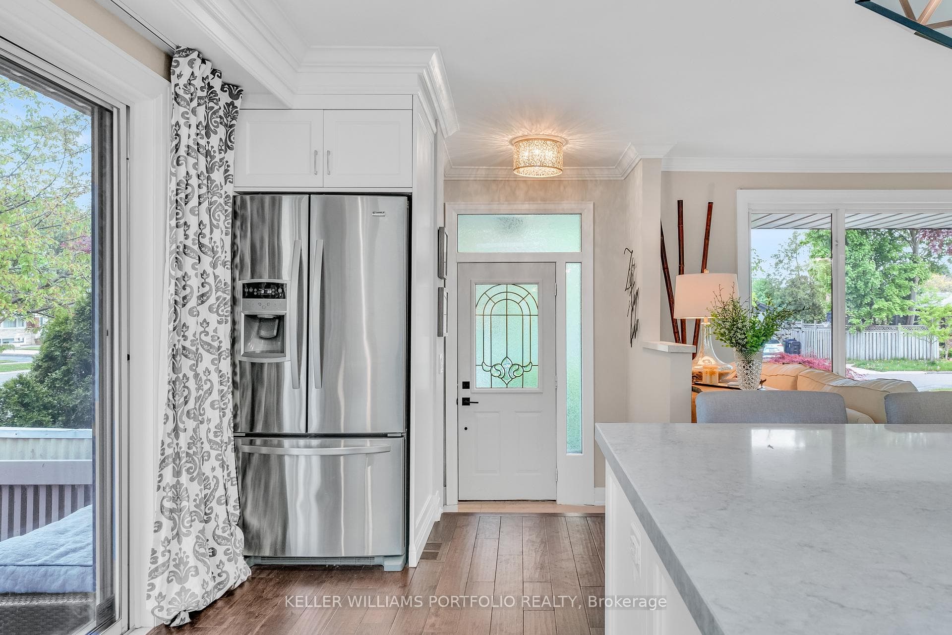 Fridge hidden from view of living area