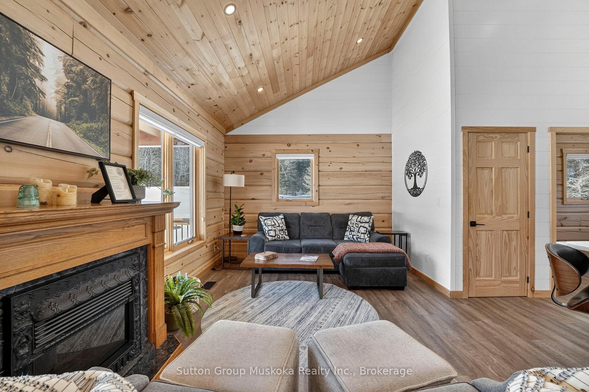 Engineered wood flooring throughout
