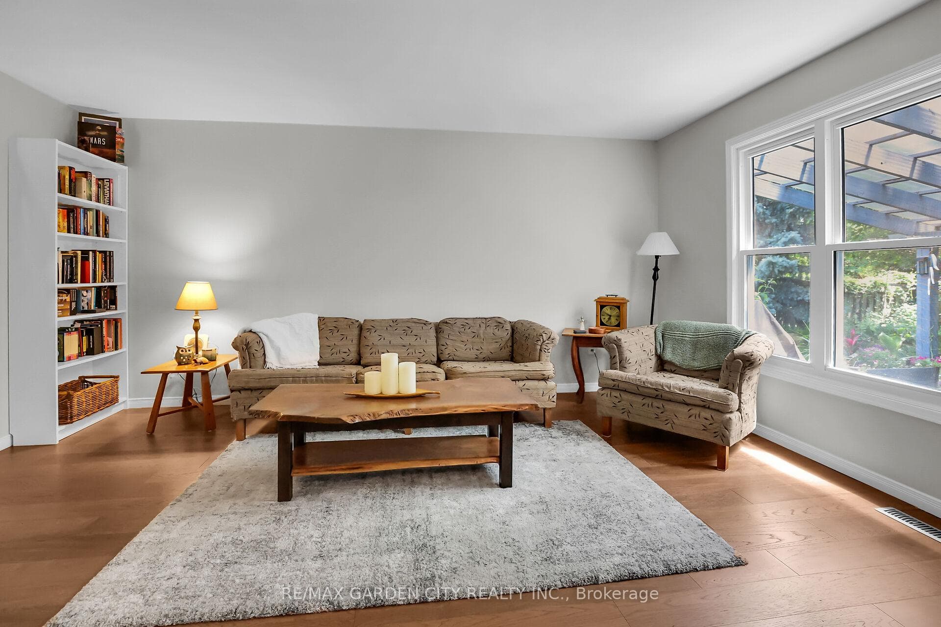 Large window and cozy space