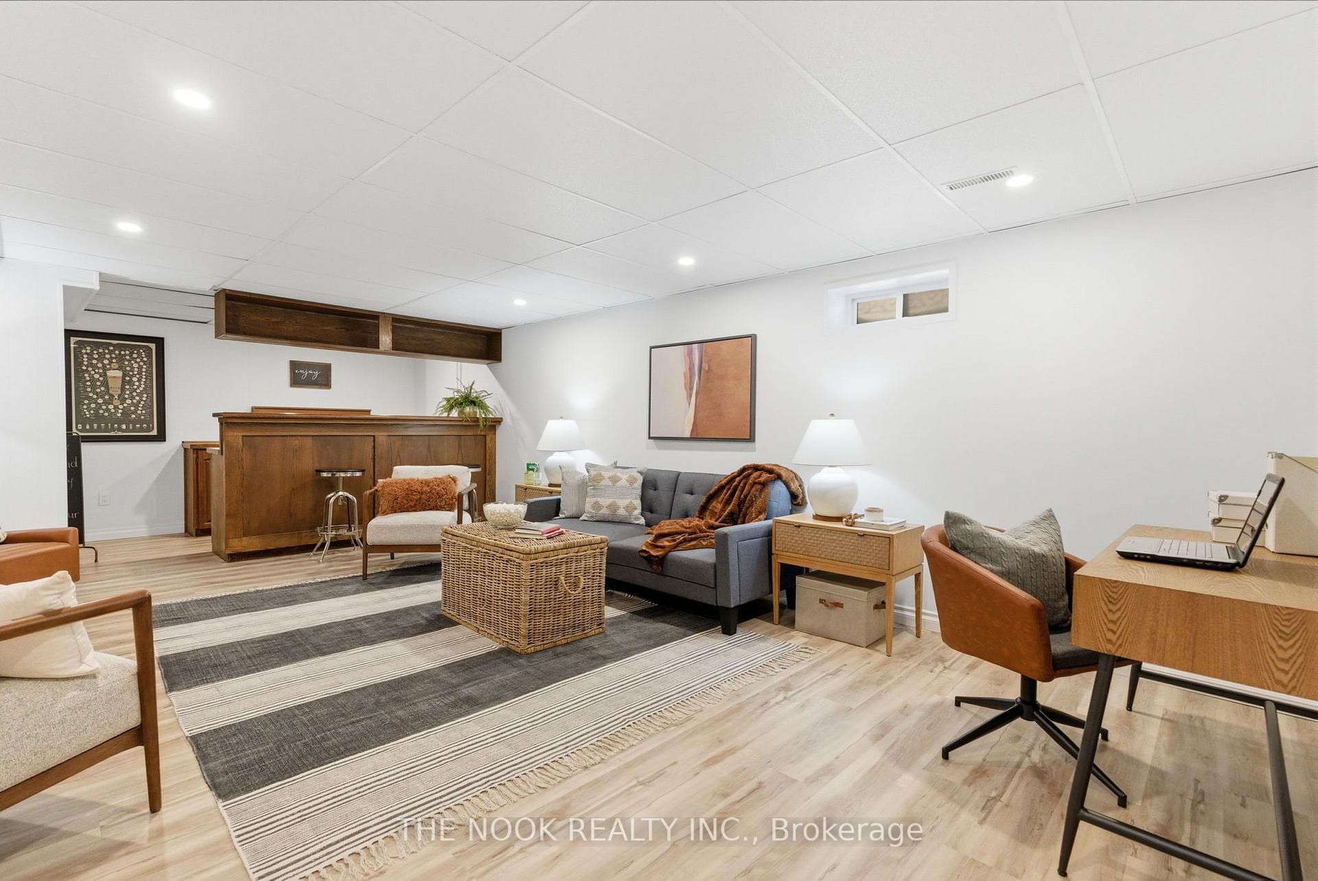 The spacious rec room is great for entertaining