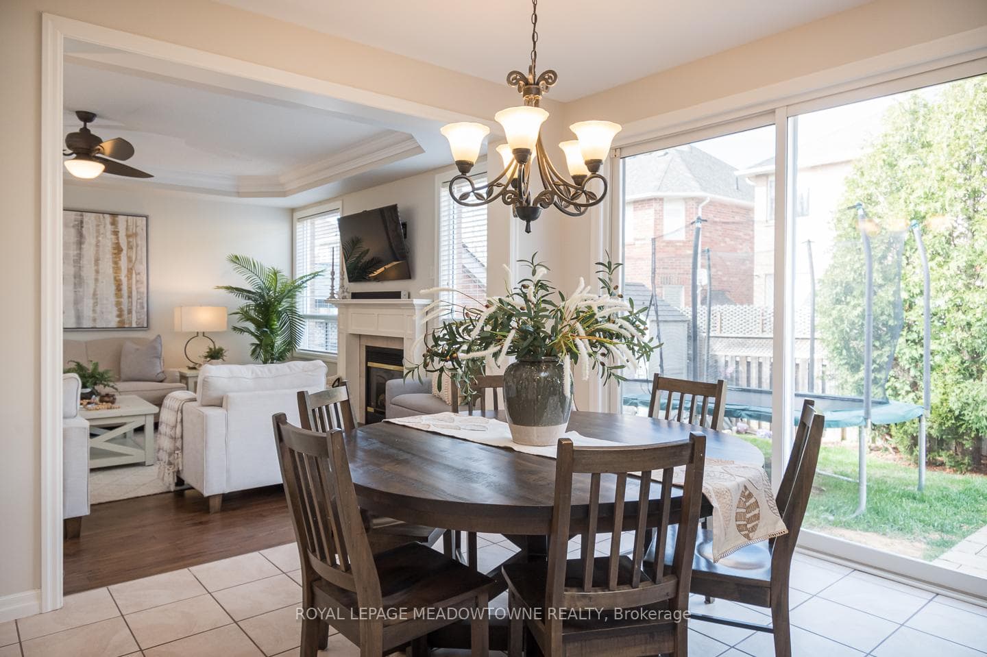 overlooking the backyard and family room
