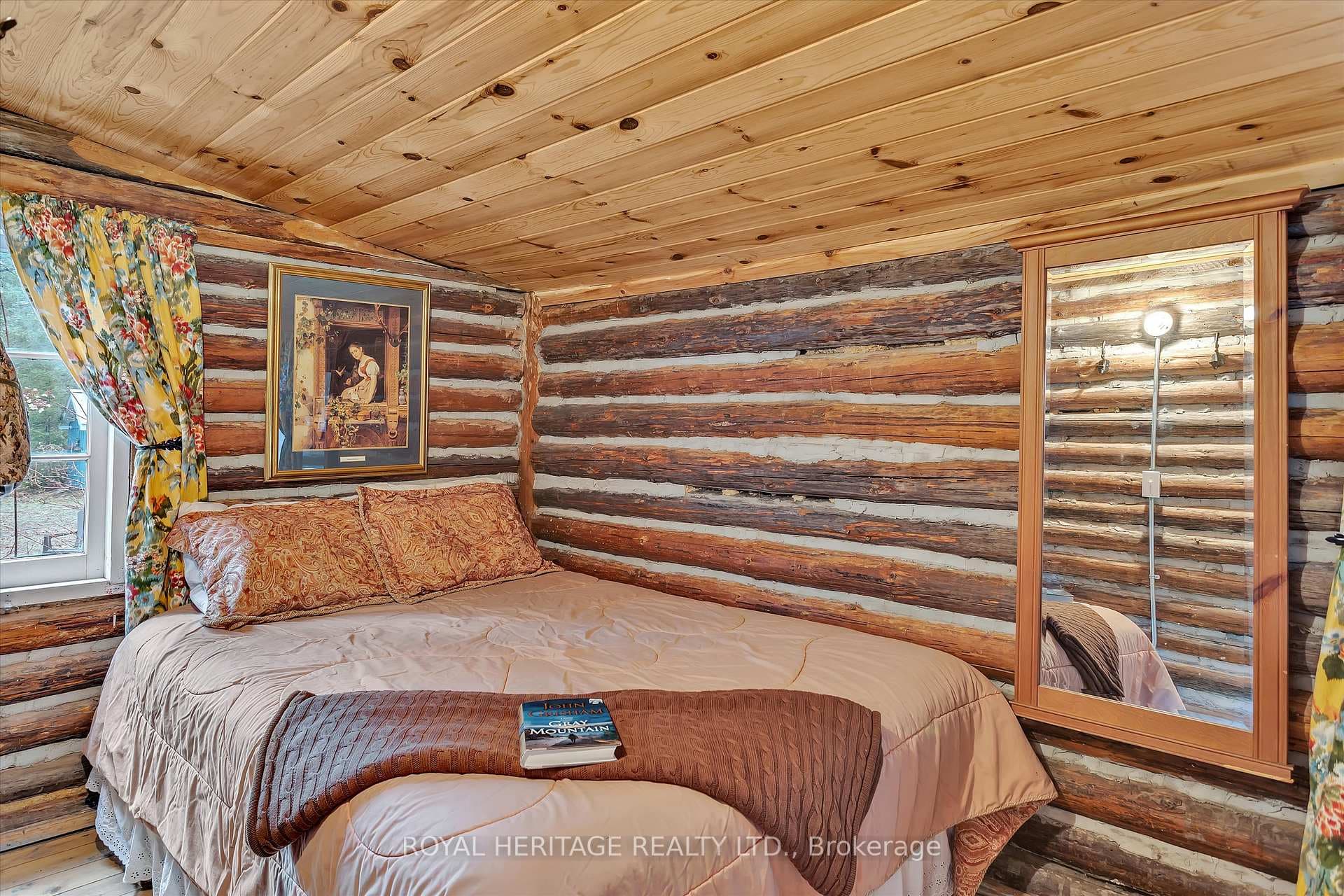 Loving the log in this bedroom
