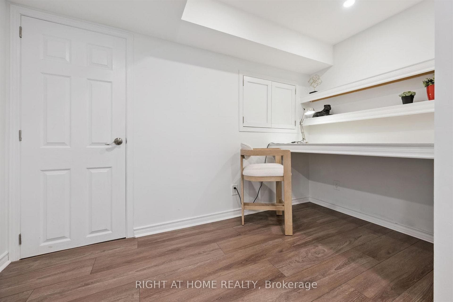 Built-in desk and shelving for work or homework