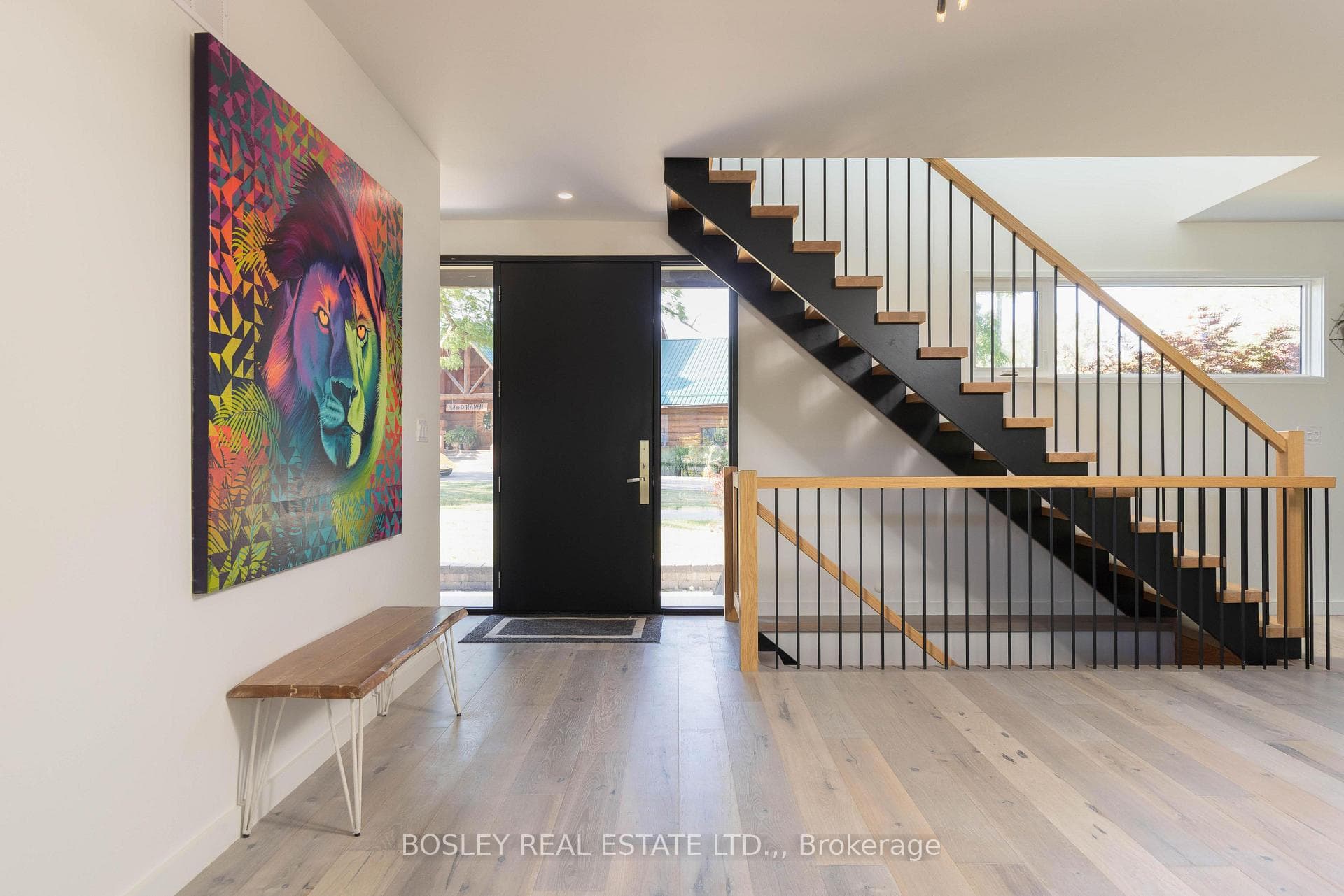 Enter through a beautiful custom metal door.
