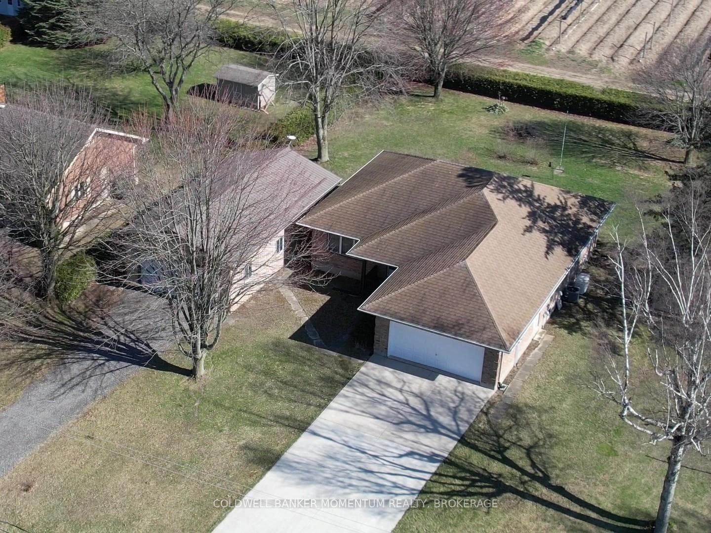 Aerial view of front yard