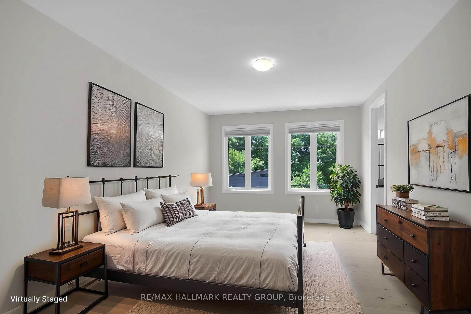 Virtually staged primary bedroom