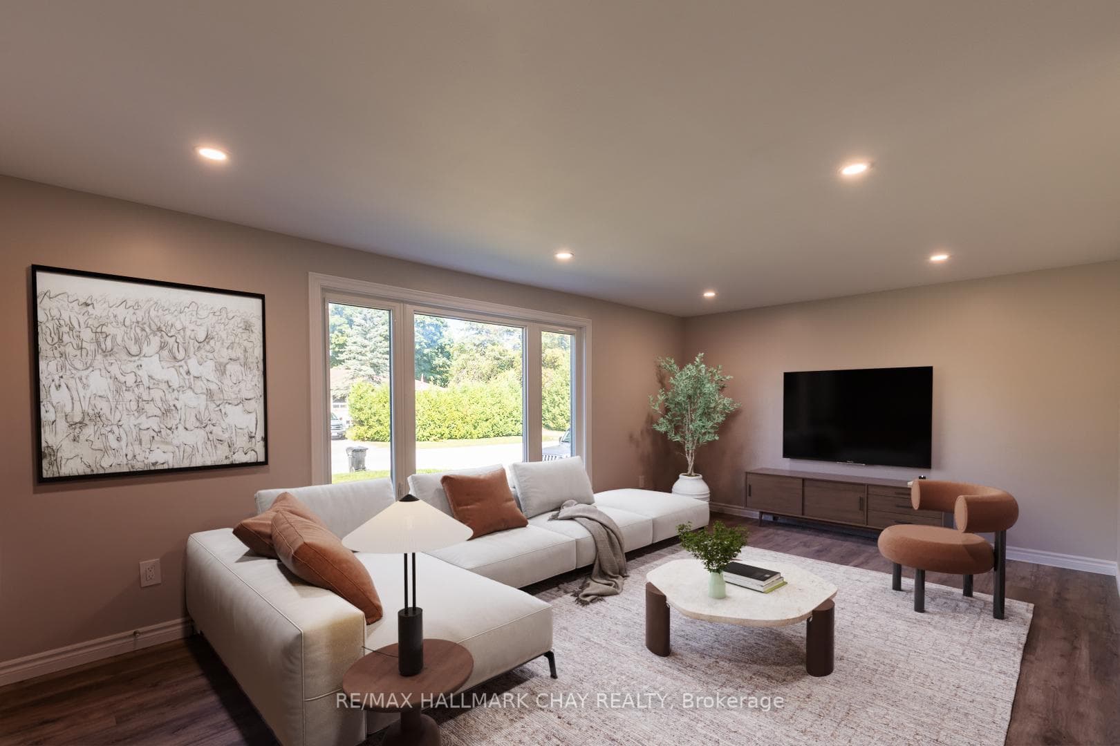 front living area virtually staged