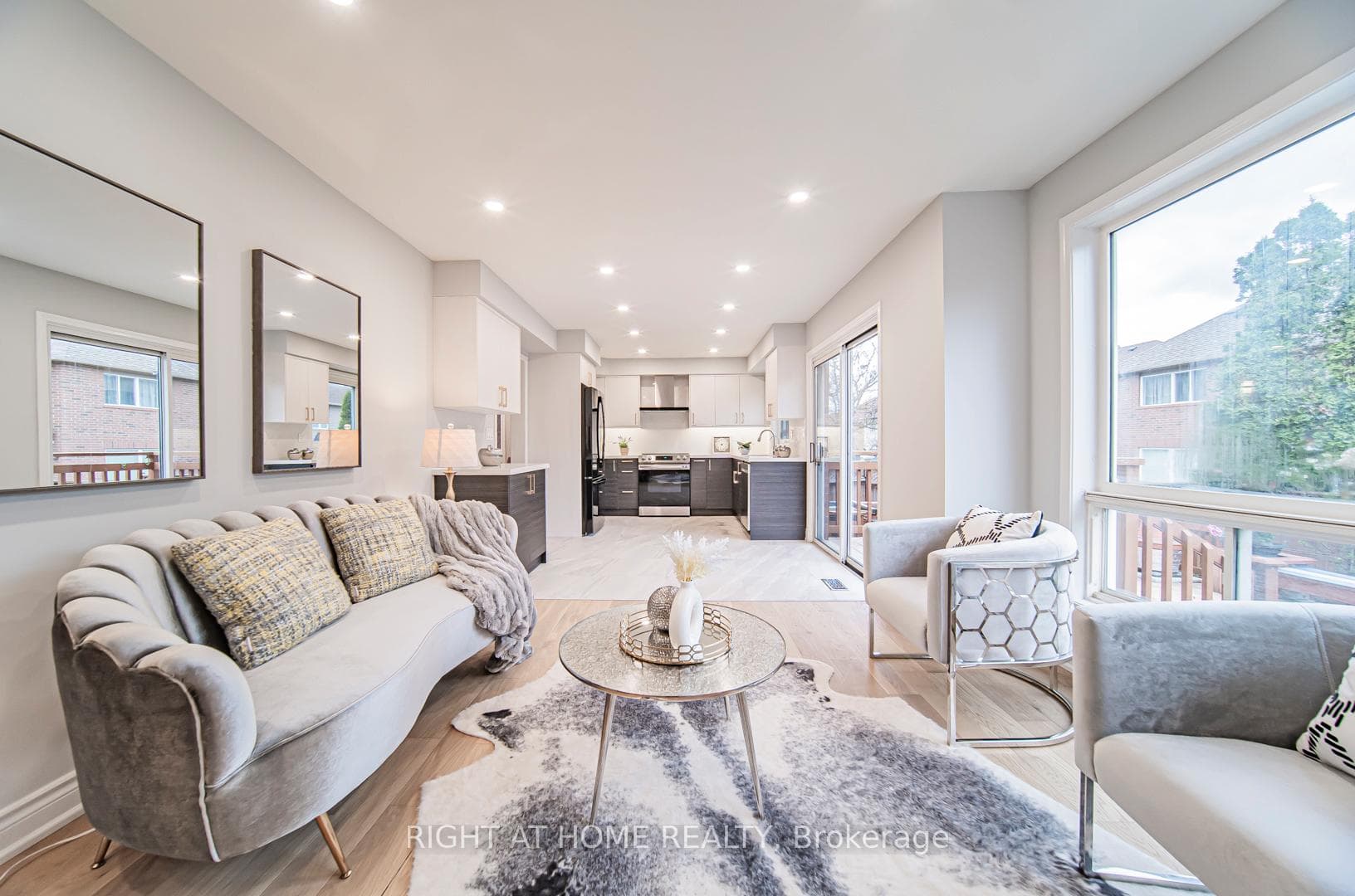 family room overlooking kitchen