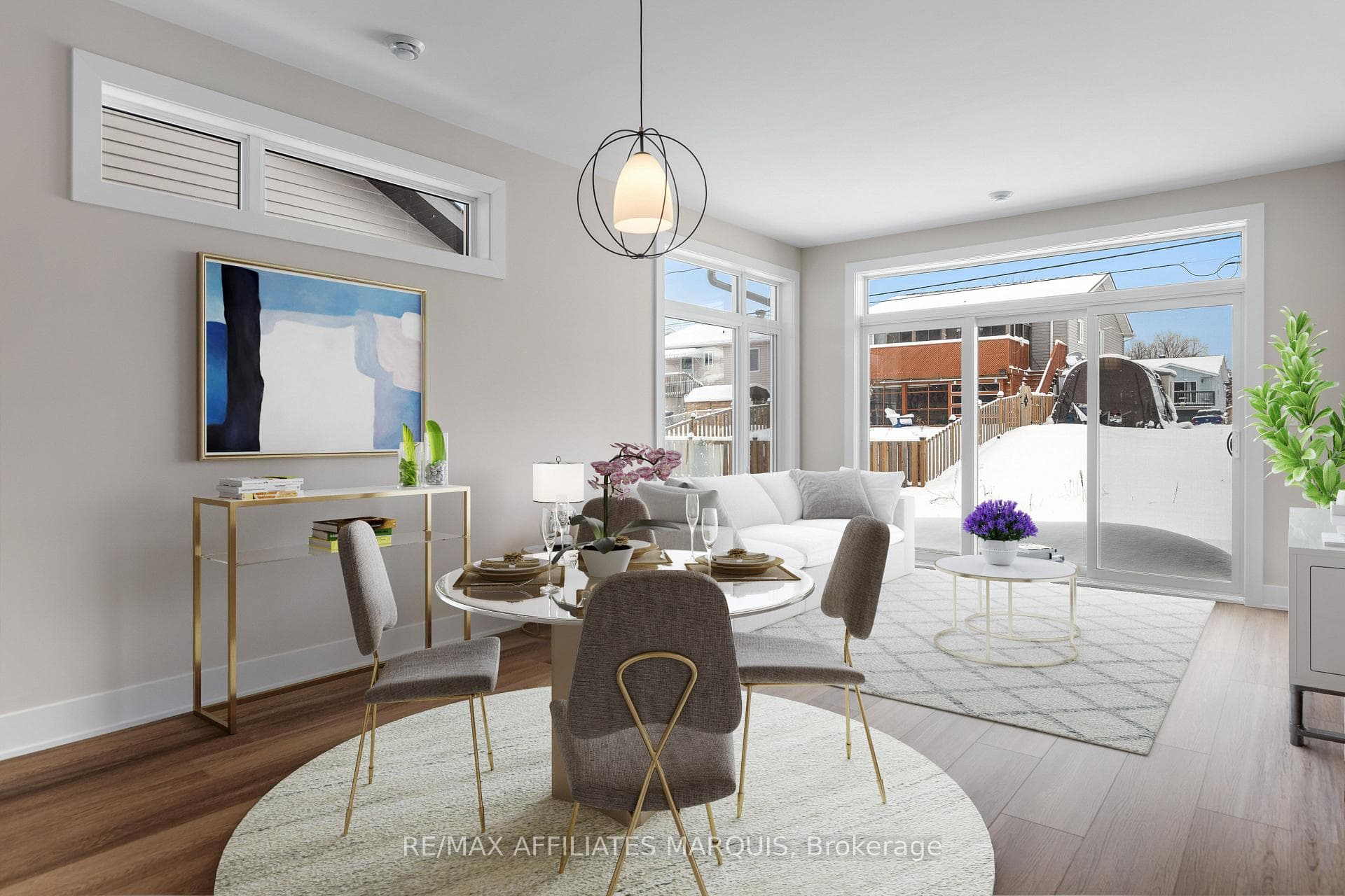 Staged living and dining room