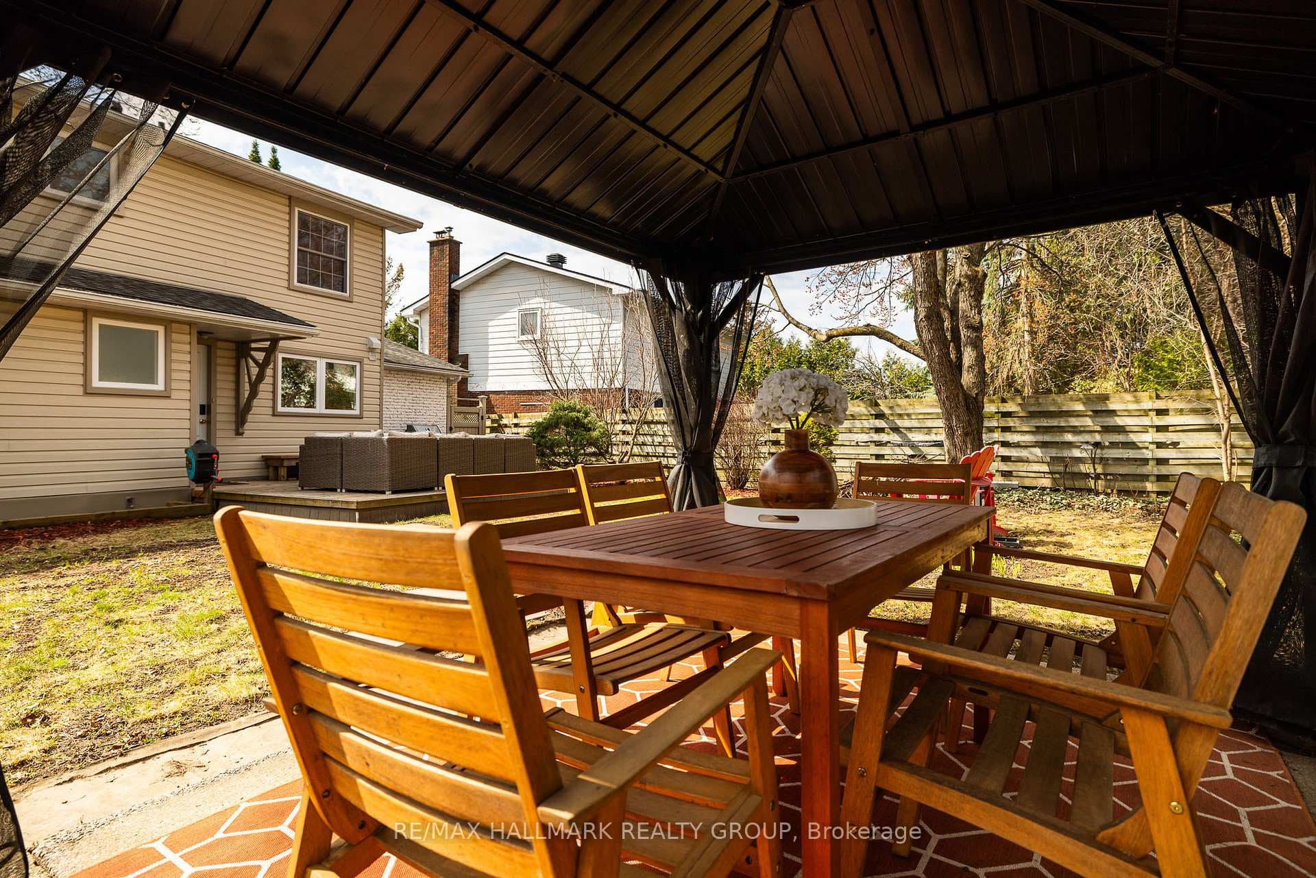 Enjoy dining al fresco in a bug free gazebo.