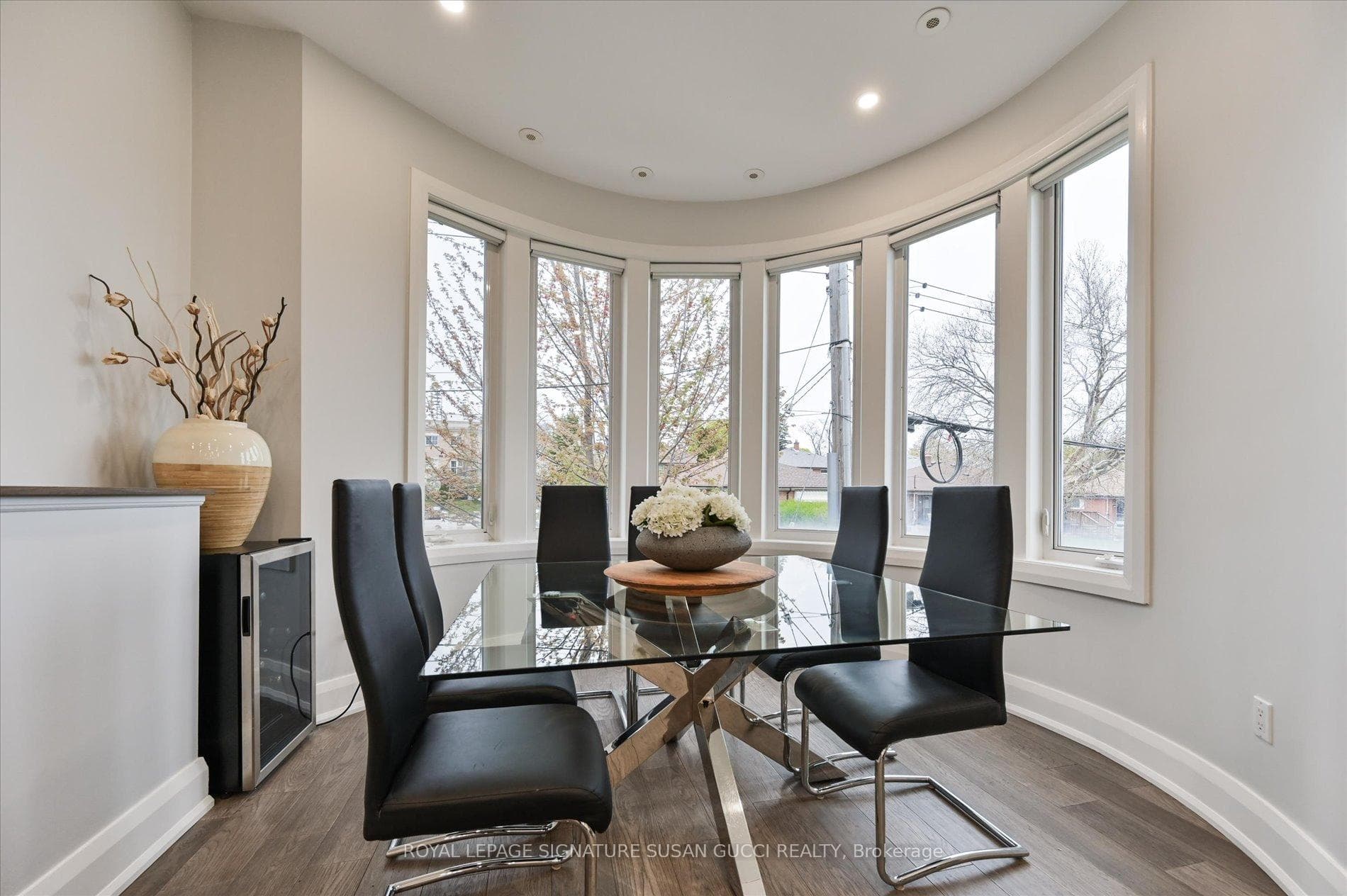 Tree lined dining view