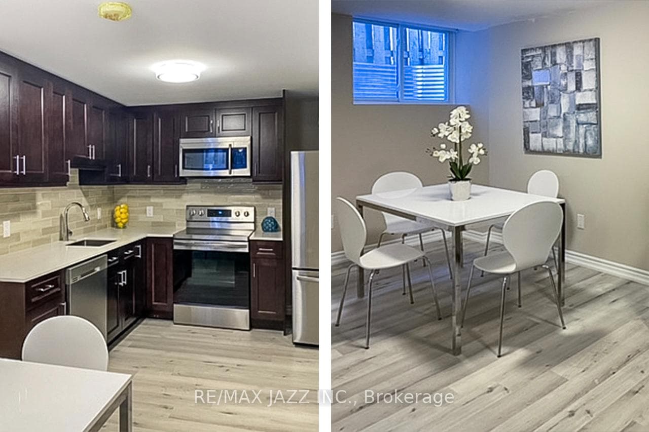 Basement unit open living/kitchen/dining areas.