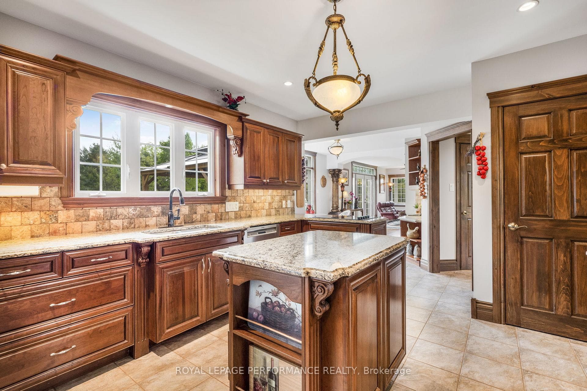 kithcen, granite counters, ceramic tile floor