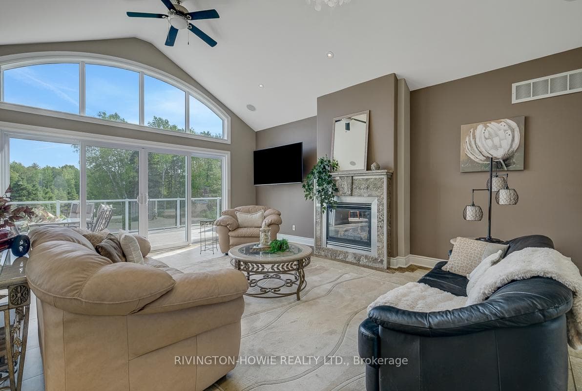 Great room with gas burning fireplace.