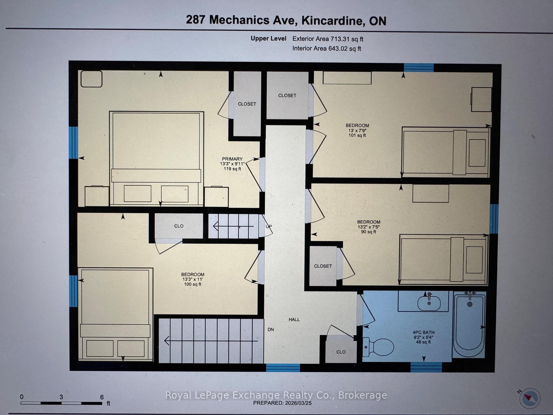 Upstairs with measurements