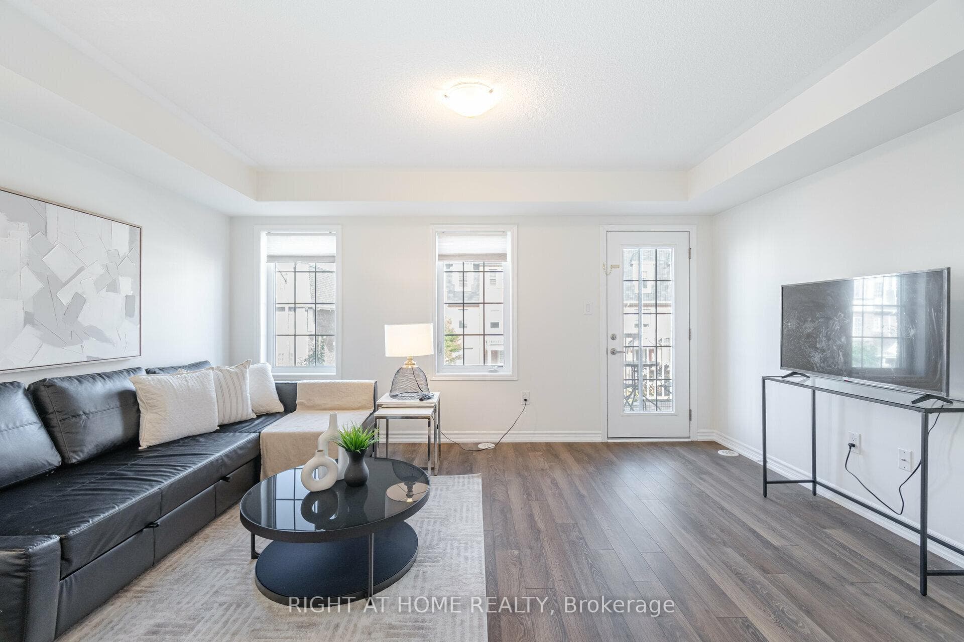 Spacious Living Room With Coffered Ceiling