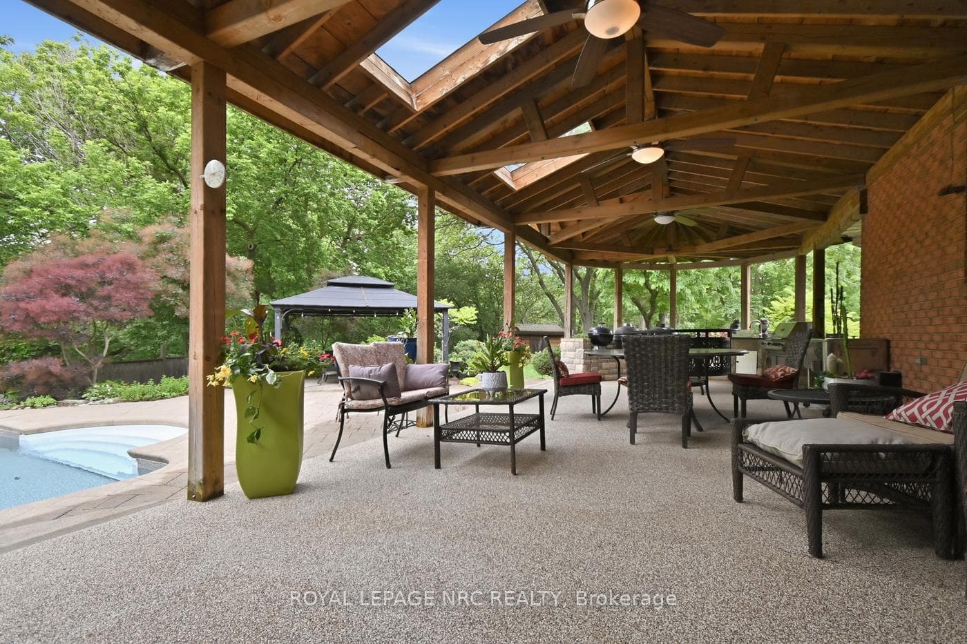 Off sunroom to 40'X14' post and beam covered deck