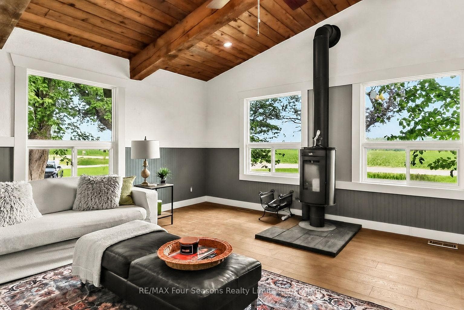 Wood burning fireplace