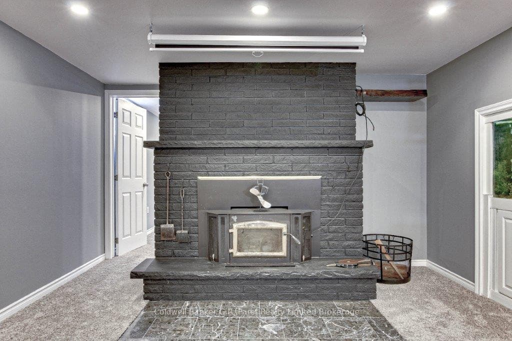 Natural wood fireplace