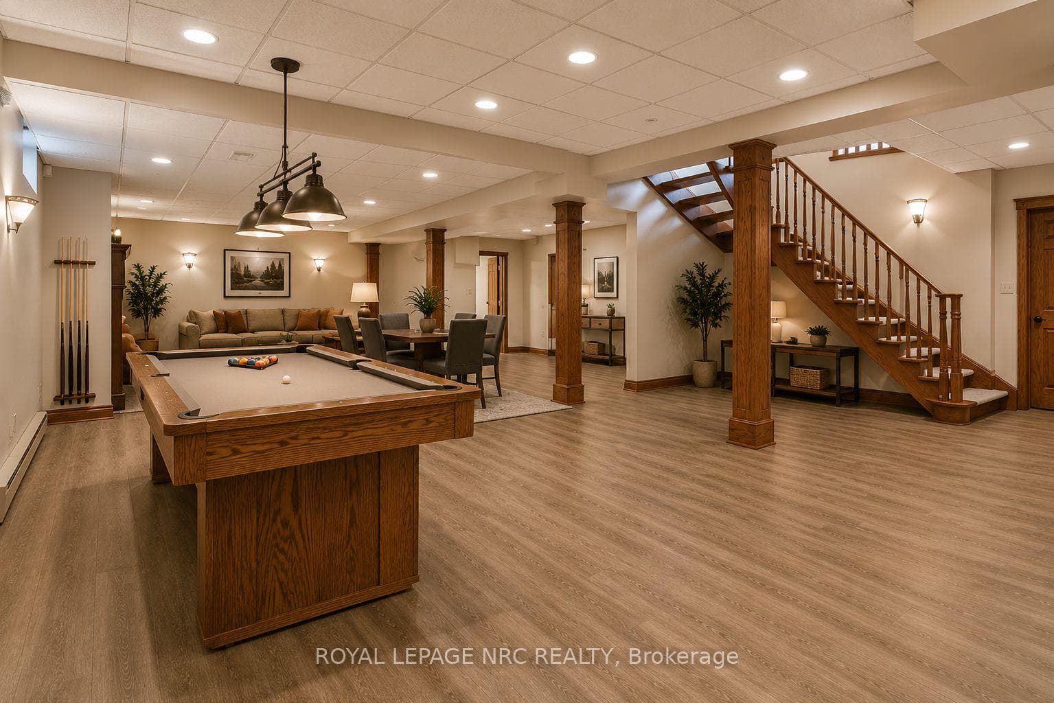 *Virtually staged rec room/games room in basement