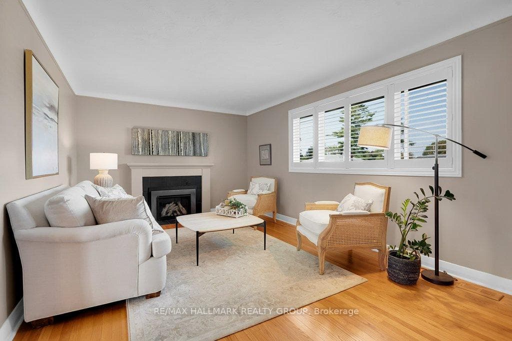 Living room with newer gas fireplace