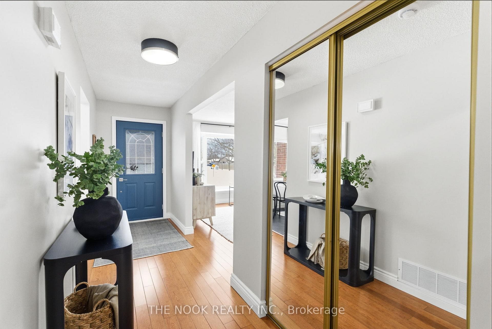 Bamboo flooring & a double coat closet