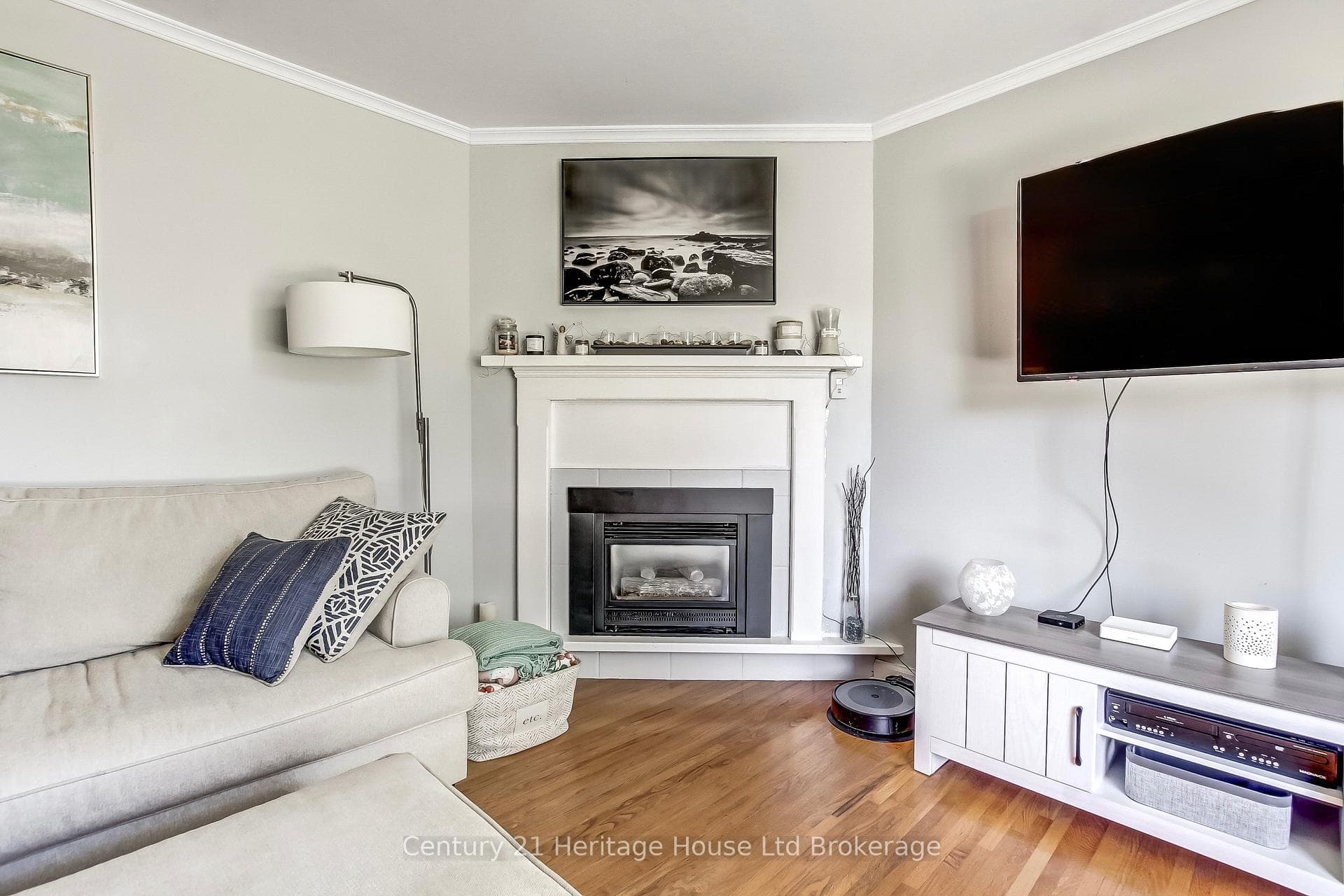 Main floor family room with gas fireplace