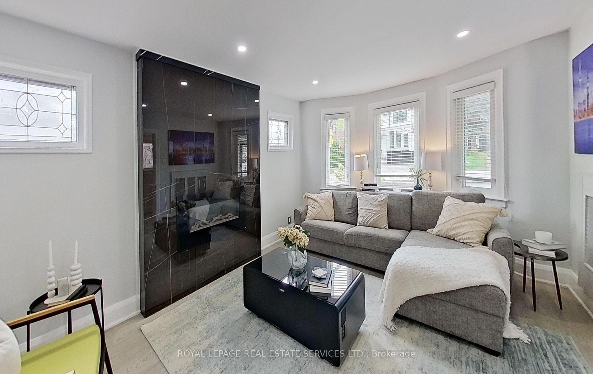 Gorgeous gas fireplace is the focal point