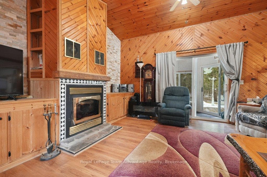 Living area with fireplace