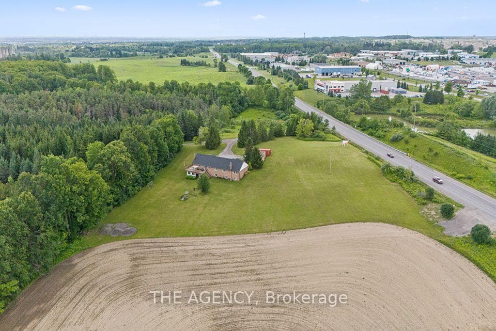 Across from a light industrial subdivision