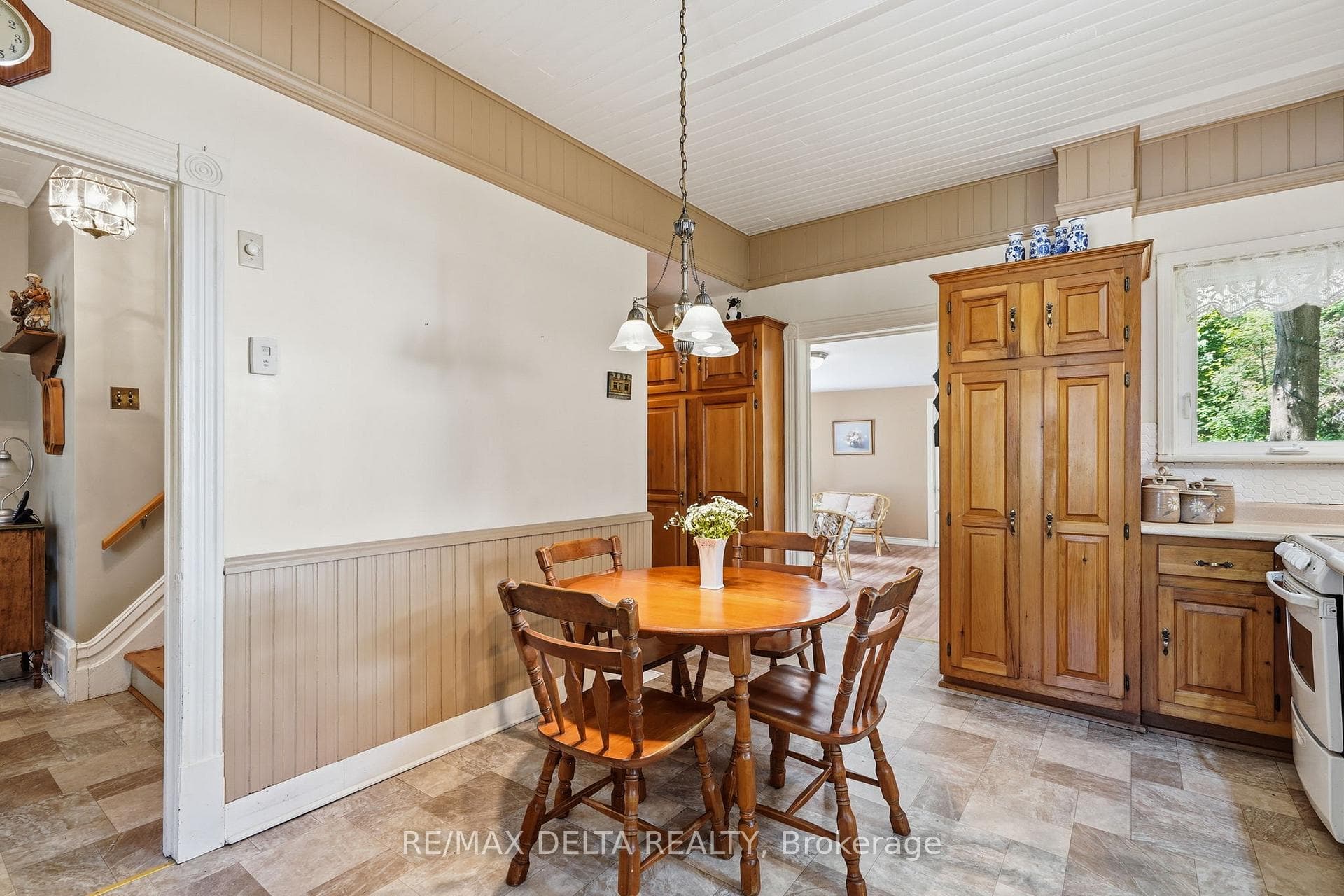 Room for a dining table in the kitchen.
