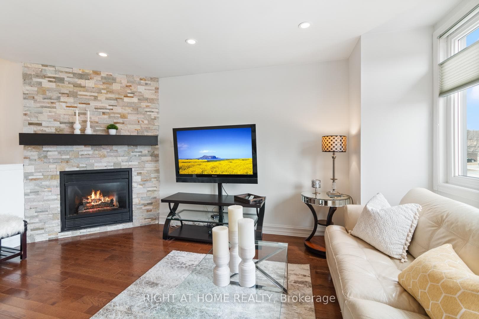 Get cozy around the fireplace