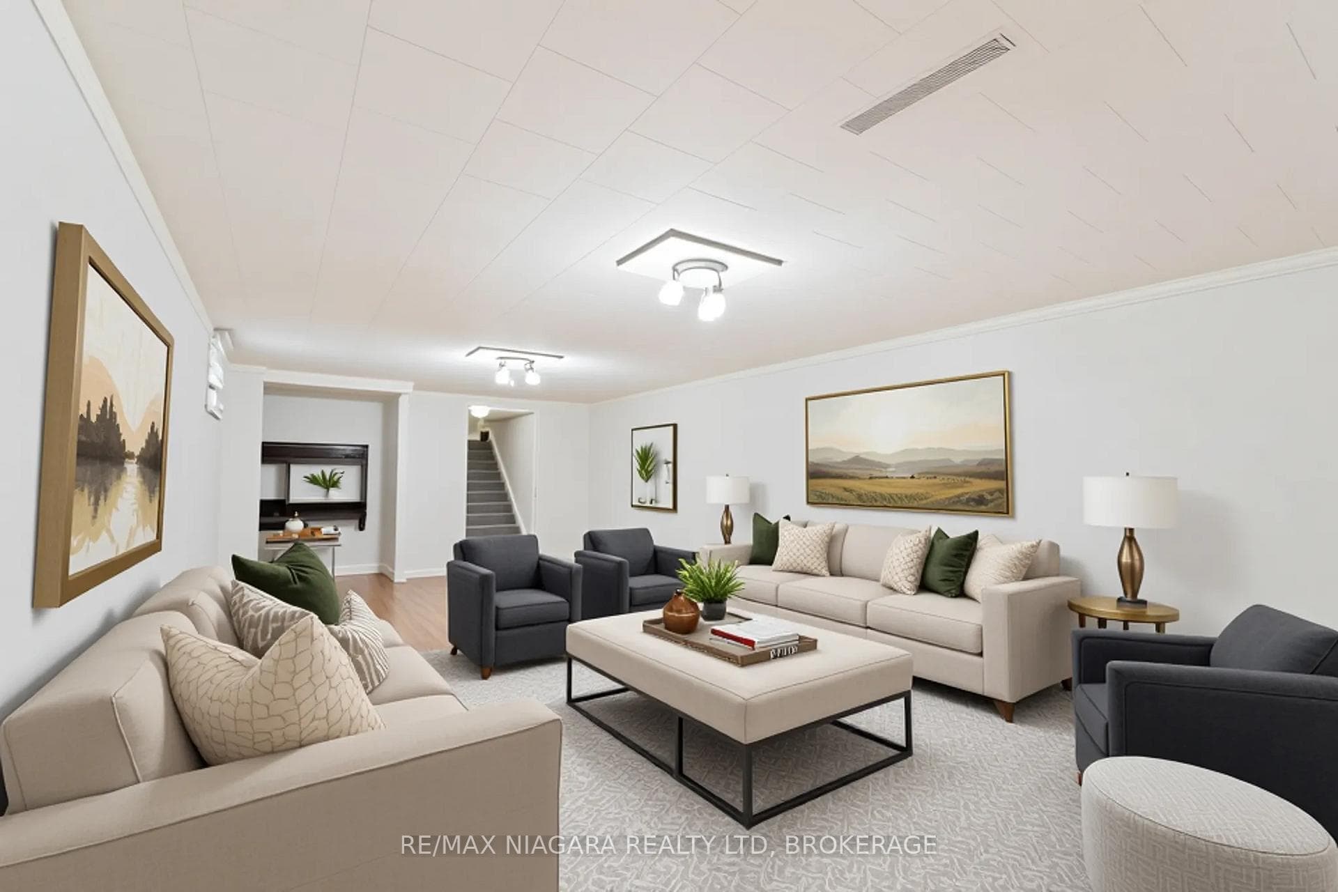 Virtually staged lower family rm