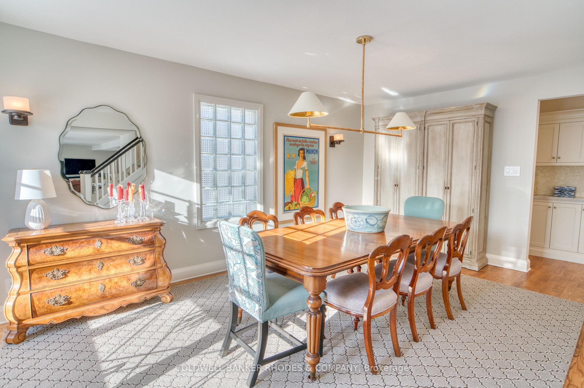 Dining room with armoir for additional storage