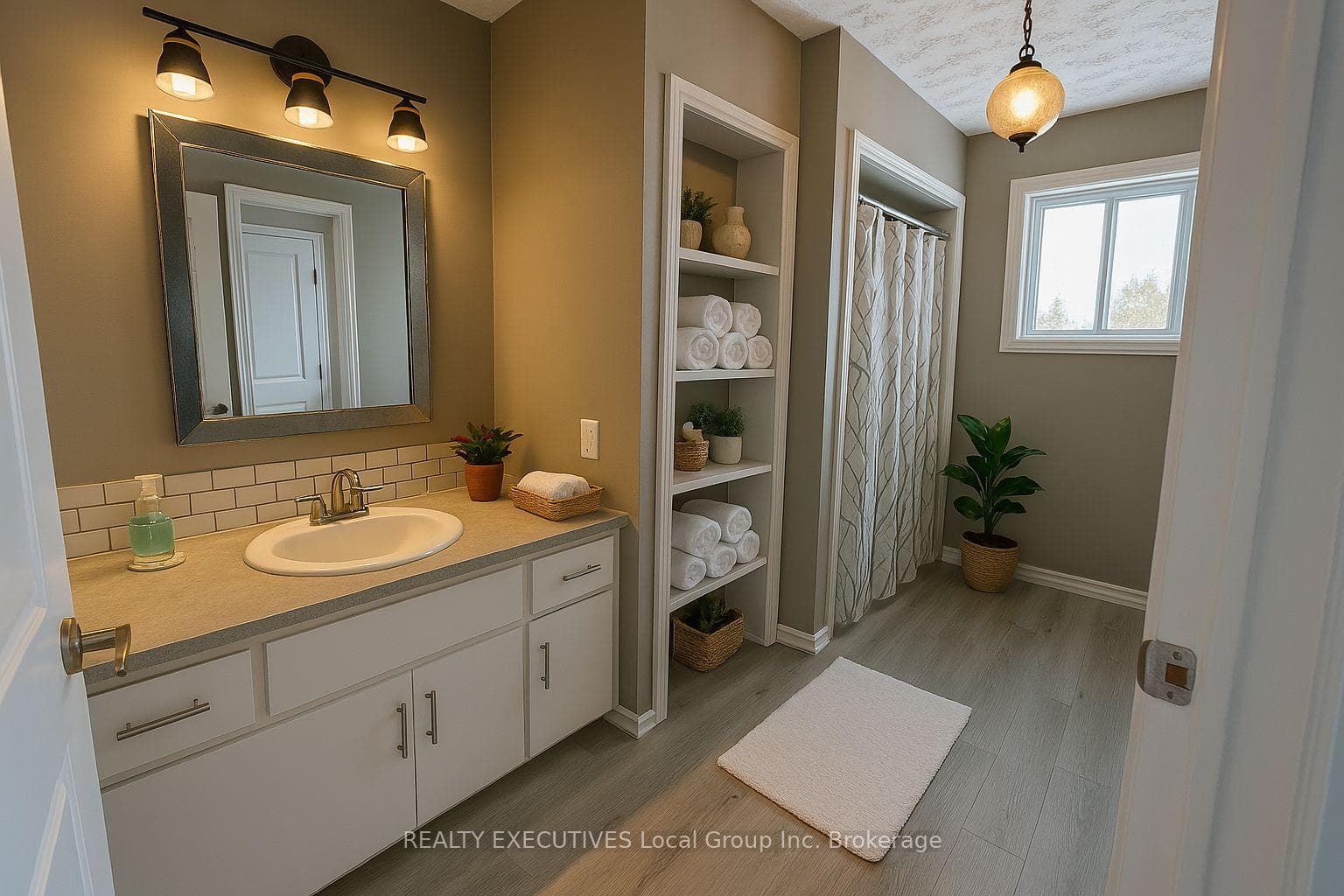 Virtually staged main floor bathroom