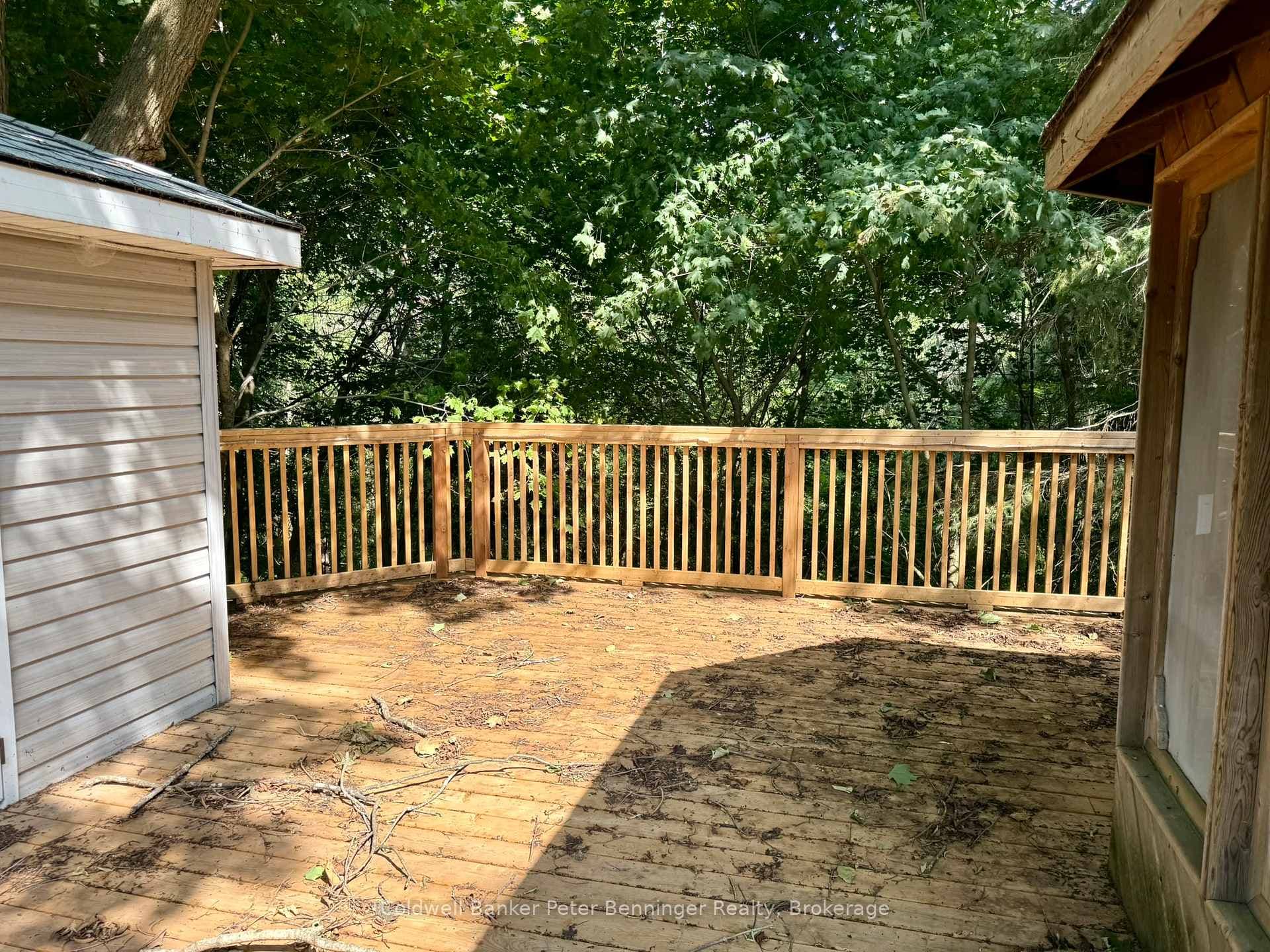Back deck with gazebo and shed