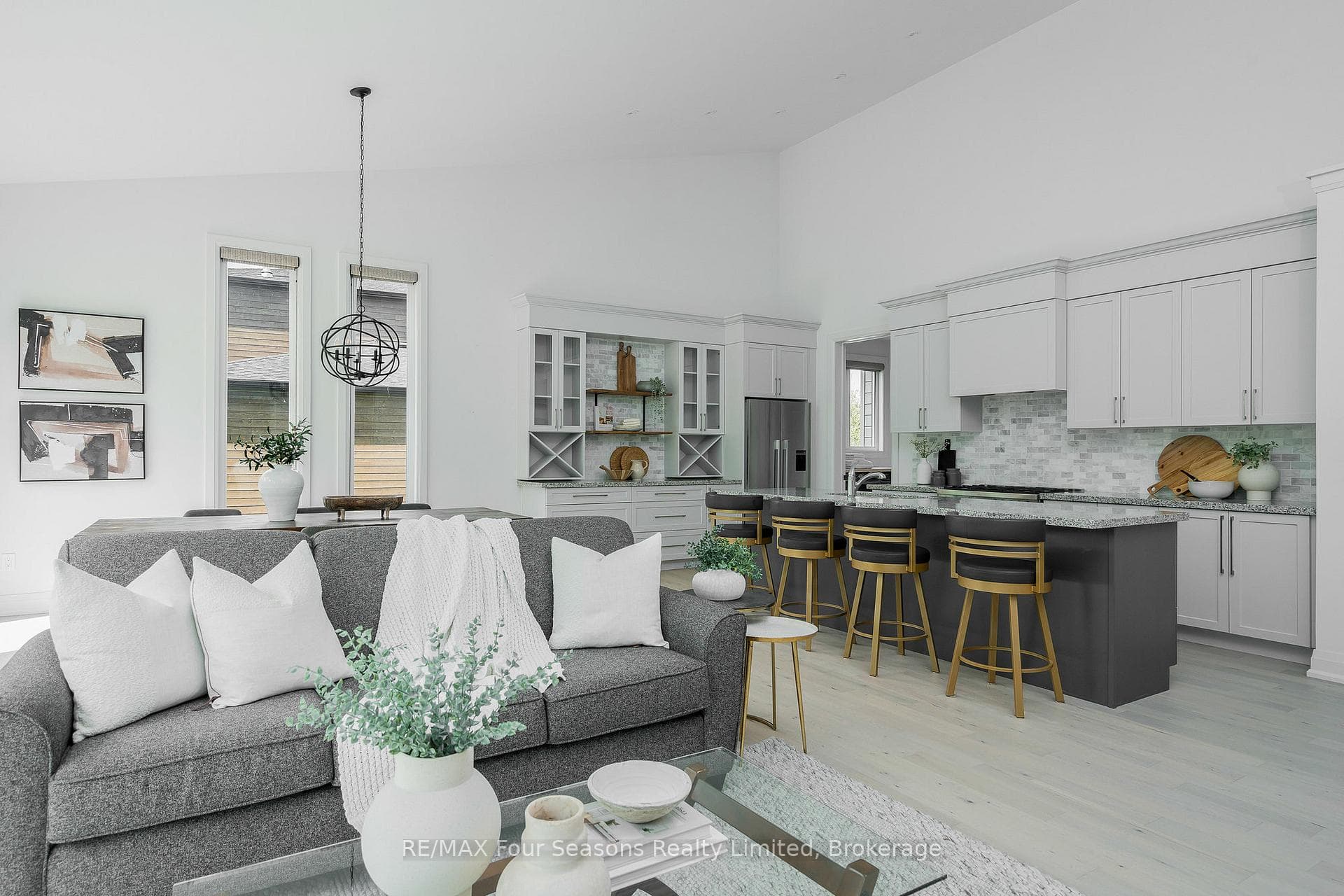 Open concept kitchen, living and dining