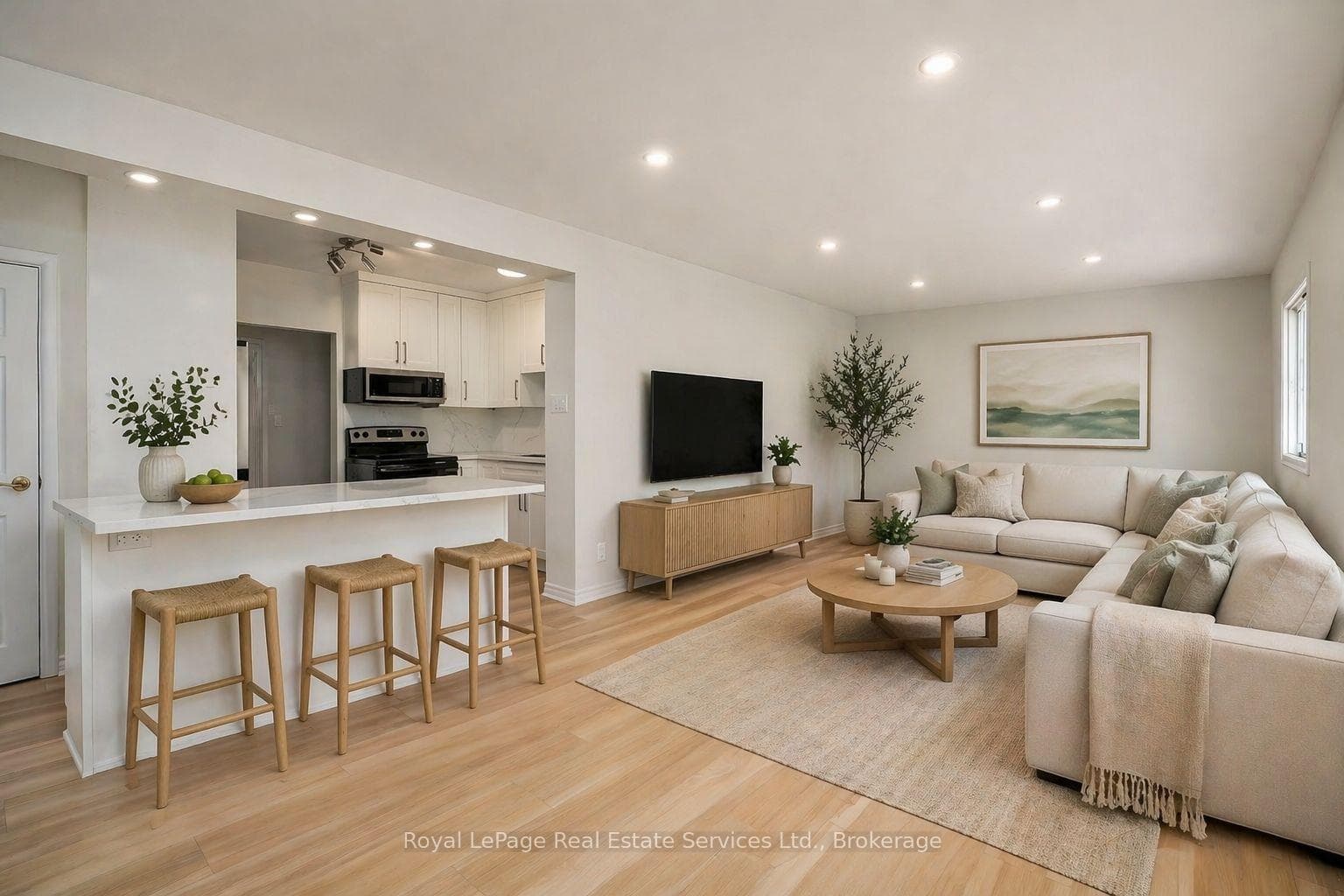 Virtually Staged Kitchen/Family Rm