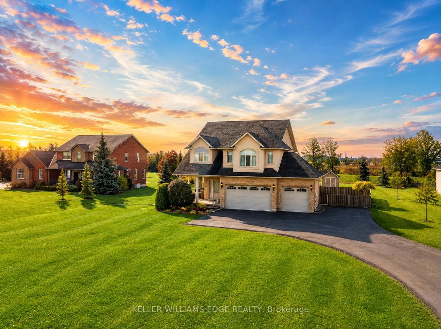 Grand Front Exterior with Scenic Sunset Views