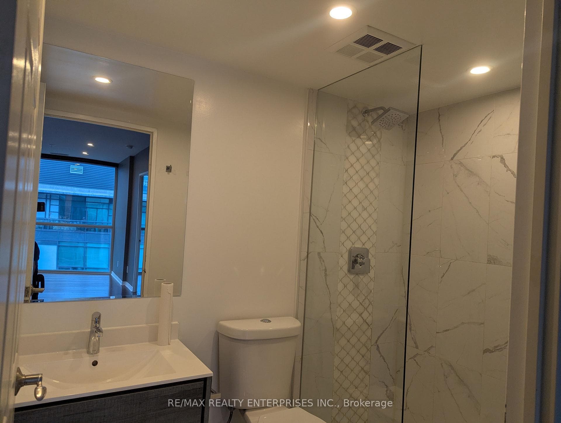 Bathroom with custom glass shower