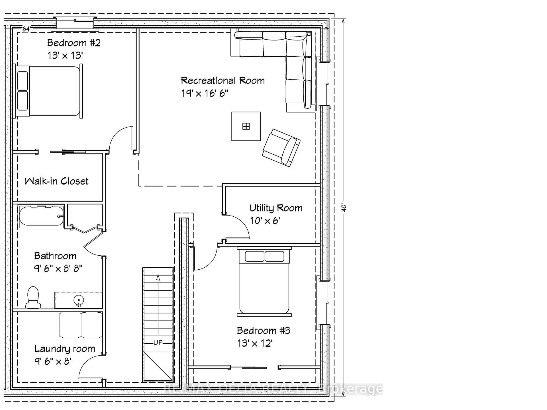Lower level floor plan.