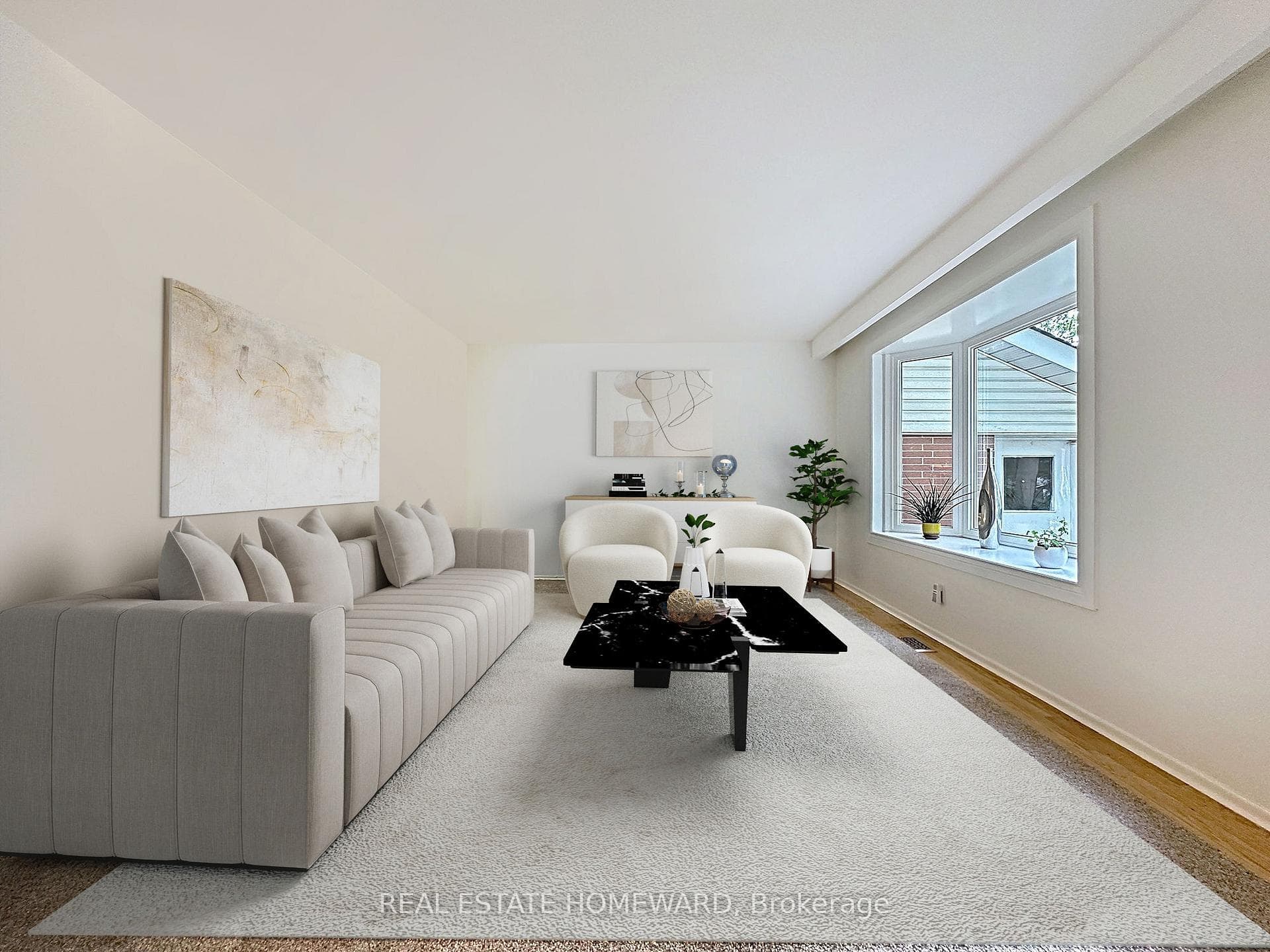 Large Family Room overlooking the treed backyard