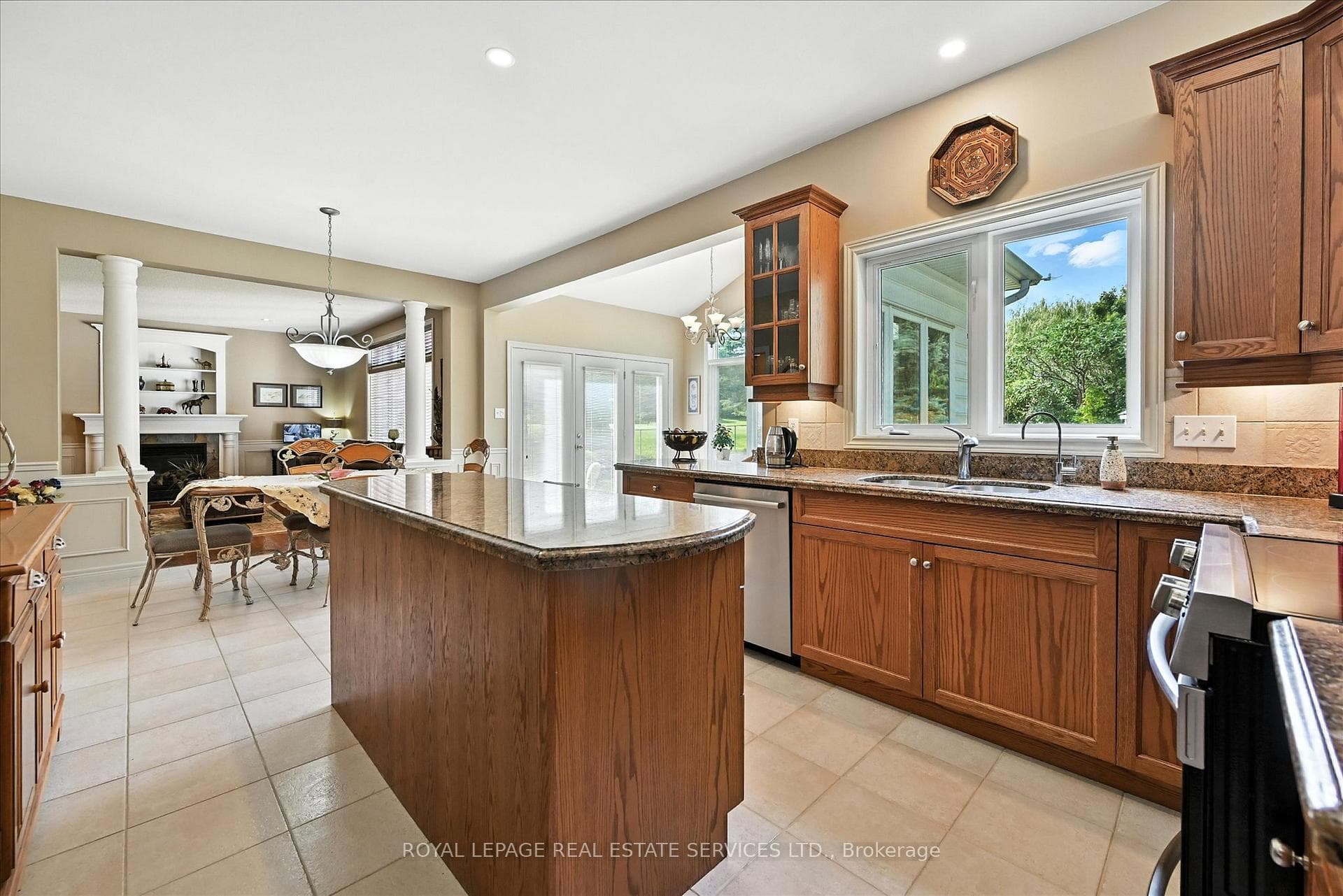 Kitchen with Granite Countertops & Central Island