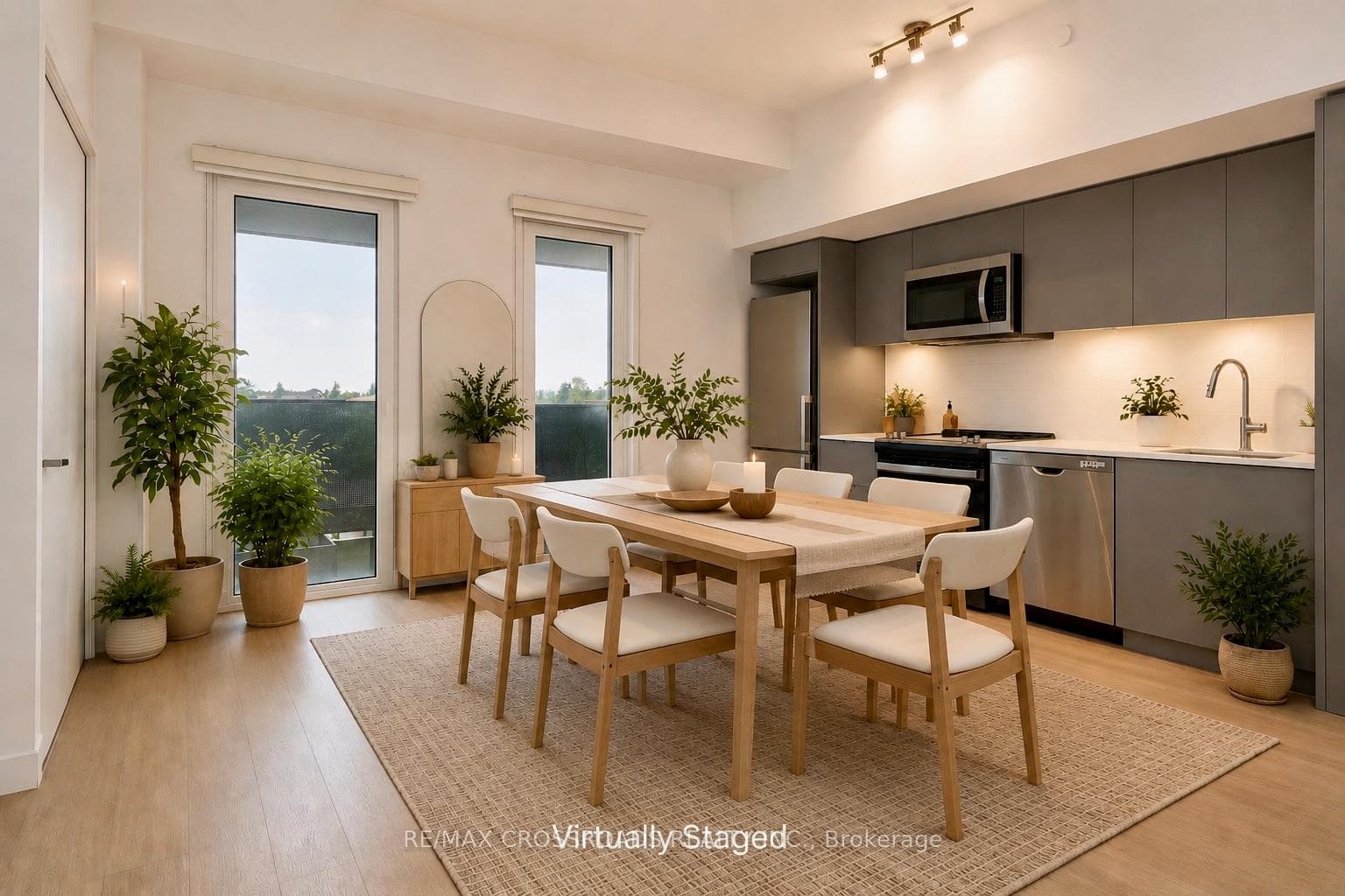 Virtually staged liv/din rm