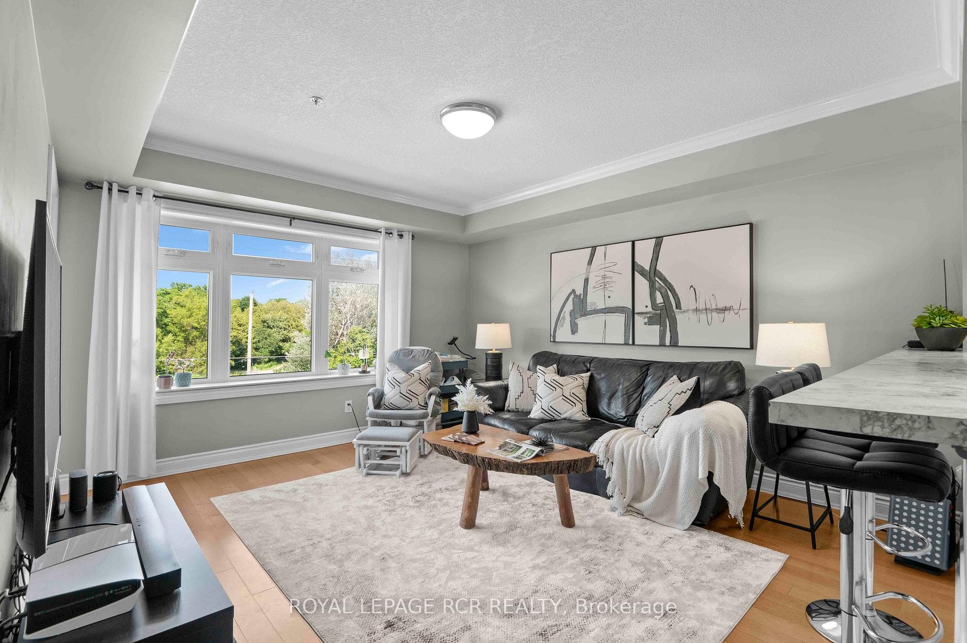 Living room with large window