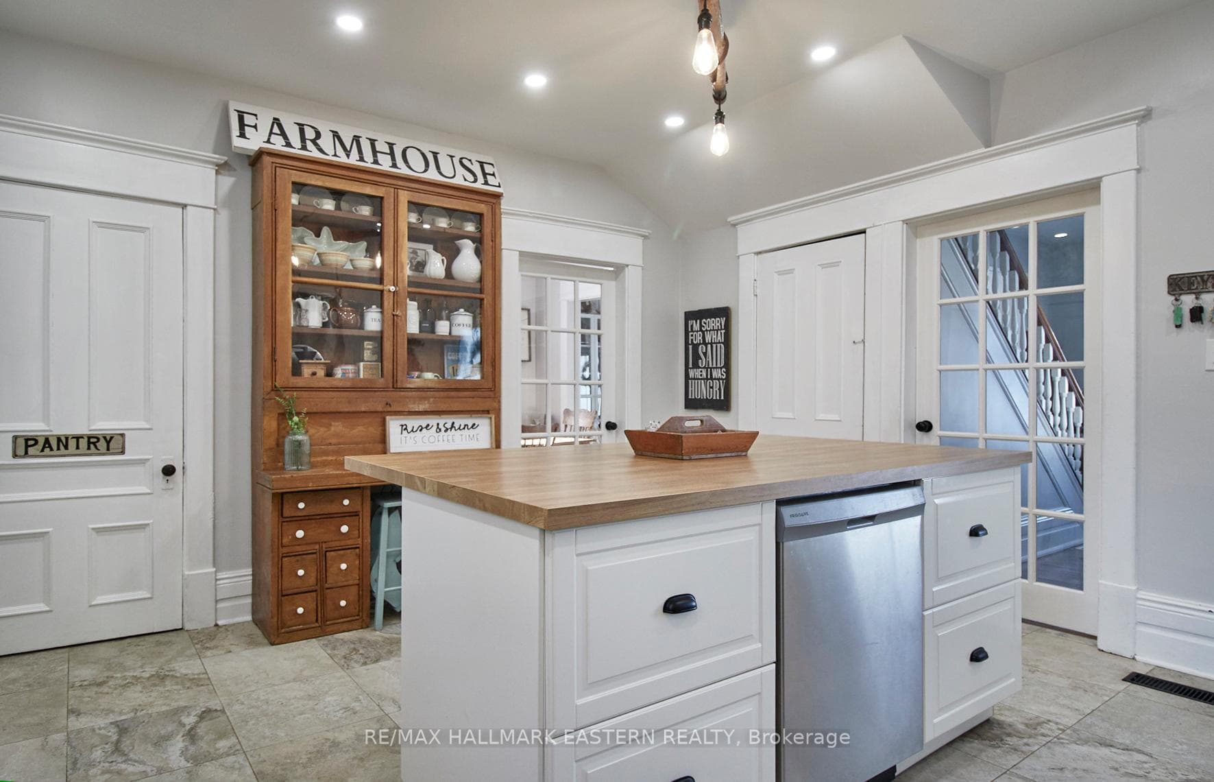 Doors to pantry, dining, basement, front hall